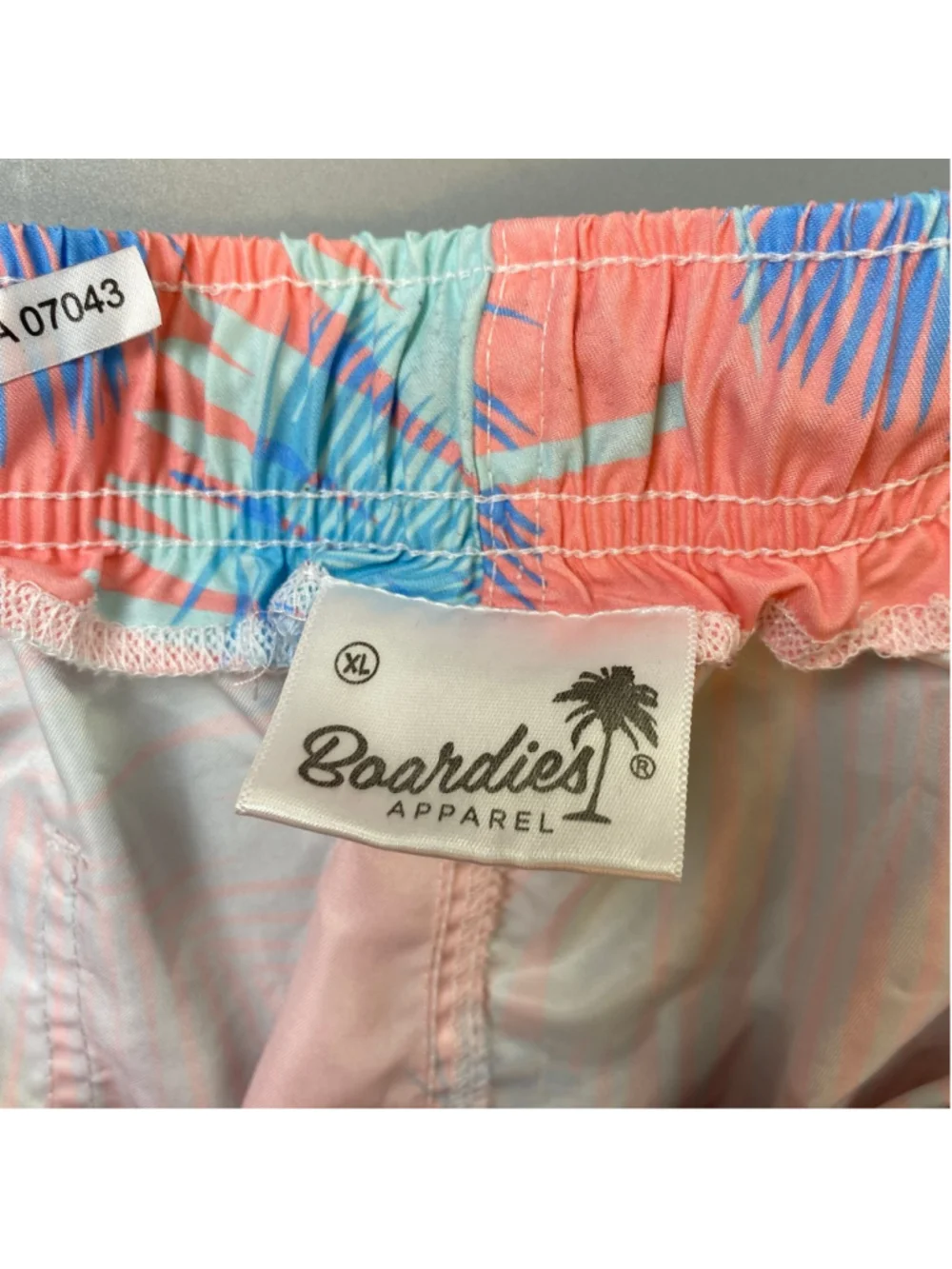 Boardies Swim Trunks Mens XL Pink Blue Palm Coastal Beach California Preppy